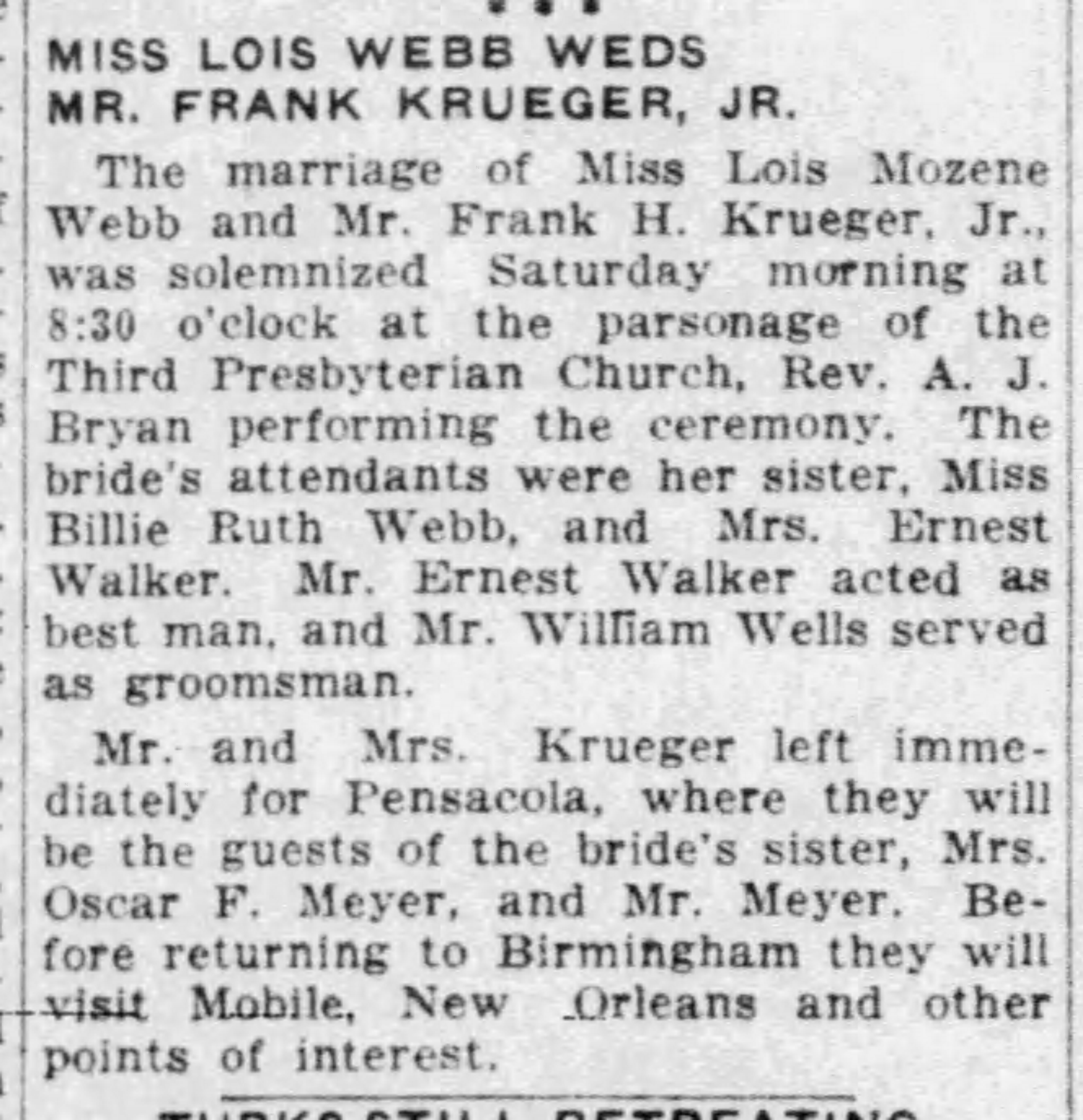 Lois Mozene Webb-Frank H. Kreuger, Jr.